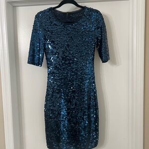 BCBG MAXAZRIA Blue sequence dress